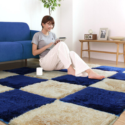 

FooJo living room bedroom full shop plaid carpet 40 40cm deep sea blue