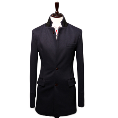 

Zogaa Autumn And Winter Mens Suit Double Splice Leather Collar