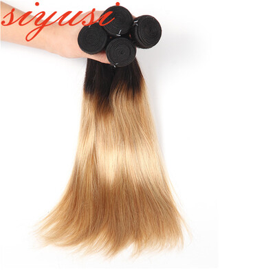 

Black Pearl Pre-Colored Remy Honey Blonde Ombre Human Hair Bundles 3PCs Peruvian Straight Hair Weave Bundles T1b27&1b30