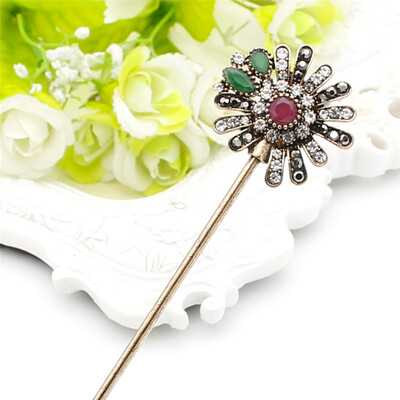 

Fashion Turkish Women Flower Hair Sticks Arabia Resin Hairpin Jewelry Antique Gold Color India Bride Comb Tight Updo Hair Clasp