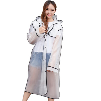 

Top Man Town Outdoor EVA Raincoat Mountaineering Hiking Adult Translucent Fashion Raincoat Thicken Non-Disposable Raincoat Men&Women Long Cap with Black Edge