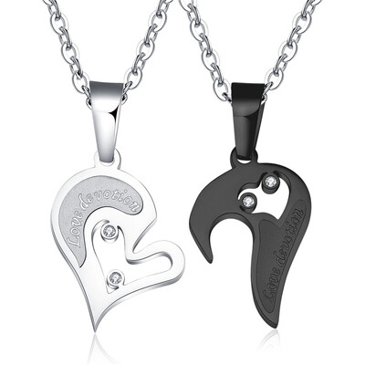 

Fashion Popular Loving Heart Puzzle Pendant 316L Stainless Steel Lovers Necklaces Men Women Couple Jewelry OGX537