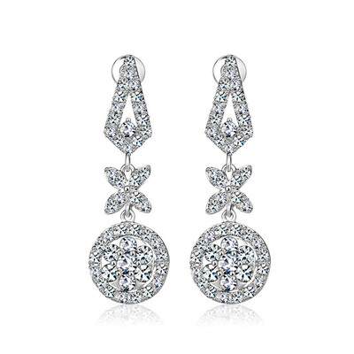 

Aiyaya Pretty Stunning Earrings 10kt White Gold Plated Micro CZ Snowflake Titoni Flower Hollow Drop Earrings