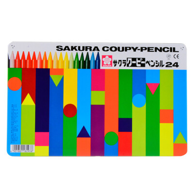 

Cherry Sakura 24 color plastic crayon color pencil suit FY-24 tin Japanese imports