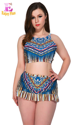 

XXL 3XL 4XL 5XL plus size chest 95-124cm new summer 2018 women bikini big size vintage print swimsuit two piece set