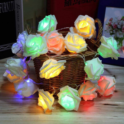

JULELYS 10M 80 Bulbs Garland Battery Powered LED Rose String Lights Gerlyanda Christmas Festoon LED Light Wedding Decorations