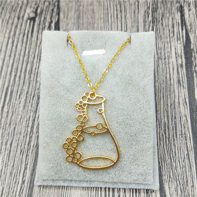 

New Trendy Erlenmeyer Flask Necklace Potion Bottle Chemistry Laboratory Graduation Gift Conical Flask Pendant Necklace Women