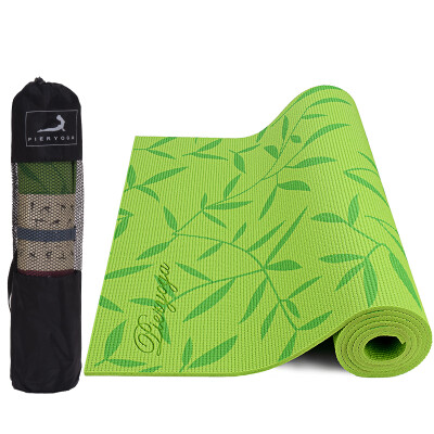 

Pierre Yoga PVC6mm Printed Non-slip Yoga Mat Green Leaf with backpack