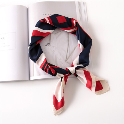 

Guttavalli Women Fashion Plaid Geometric Square Tie Small Chevron Summer Female Skinny Scarf Bohemia Stripes Satin Scarves