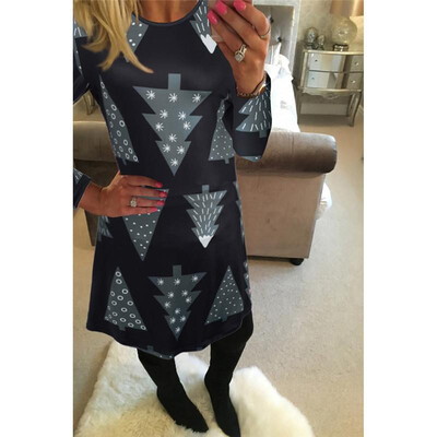 

Ruiyige 2018 spring Fashion Women Christmas Clothing Elegant Long Sleeve O-Neck Tunic Stretch Mini Dress Santa Festival Vestidos