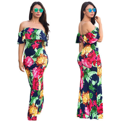 

Women Floral Off Shoulder Long Maxi Dress Evening Party Summer Beach Sundress