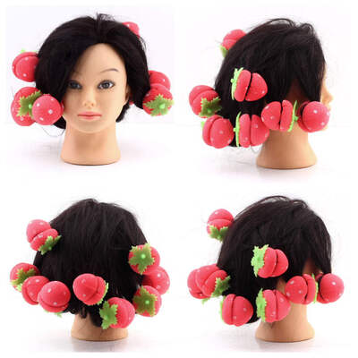 

12x Strawberry Balls Hair Care Soft Sponge Rollers Curlers Lovely DIY Tool