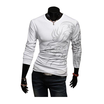 

Zogaa New Mens T-Shirt European Dragon Slim Tattoo Round Collar