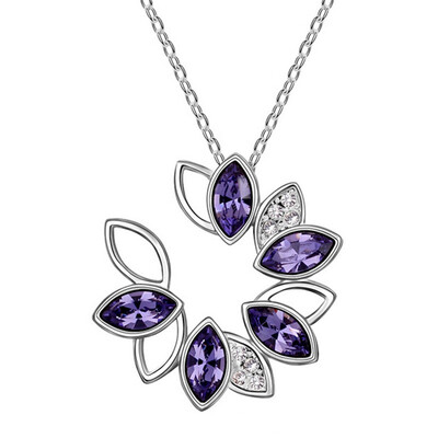 

Luxury Crystal Flower Necklaces Pendants Made with Crystals from Swa Elements Choker Bijoux Femme White Gold Plated 5568