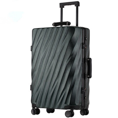 

202428 inch Aluminum Frame Rolling Luggage Bag Full Metal Travel Suitcase Luxury Brand Business Brushed Metal PC Trolley Bags