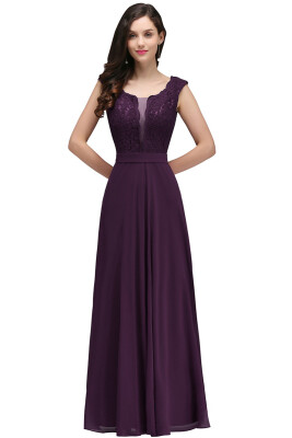 

Lace Evening Long Prom Dress Formal Party Bridesmaid Gown A-line Women Chiffon Dress