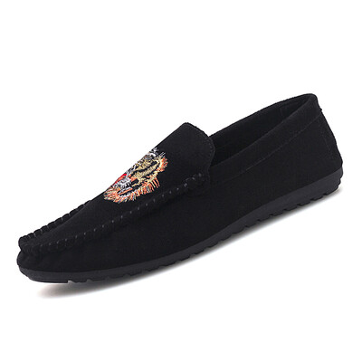 

Damaizhang Brand High Quality Men Fashion Loafer Suede Leather Tiger Print Casual Mens Flat