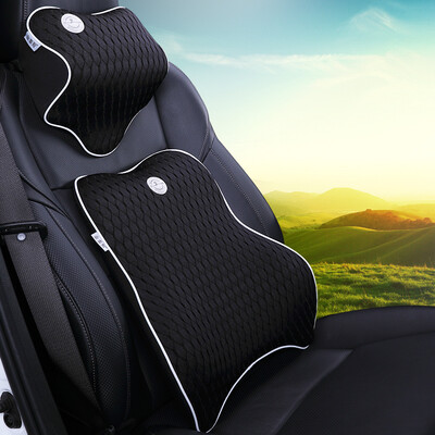 

KING ETING car lumbar headrest space memory cotton back cushion car lumbar pillow neck pillow set breathable two-piece black