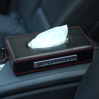 

Yapi Shi leather car tissue box seat type creative car tray paper box box home napkin box black needle