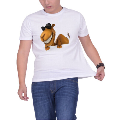 

Mens O Round Neck Casual Short Sleeves Fashion Cotton T-Shirts Cartoon Camel Digital Print