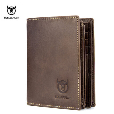 

BULLCAPTAIN 2018 New Arrival Mens Wallet Cowhide Coin Purse Designer Brand Wallet clutch leather wallet man wallet for money
