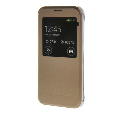 

MOONCASE Transparent Flip Pouch view window Leather Wallet чехол для Samsung Galaxy S6 Brown