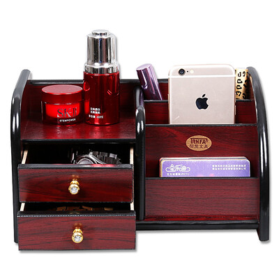 

TRNFA) TN-707 Storage Box Wooden Penholder Office Desk Finishing Shelf Shelf Cosmetics Remote Control Storage Products