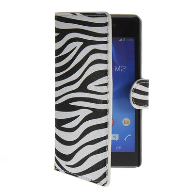 

MOONCASE Zebra style Leather Side Flip Wallet Card Slot Stand Pouch Case Cover for Sony Xperia M2