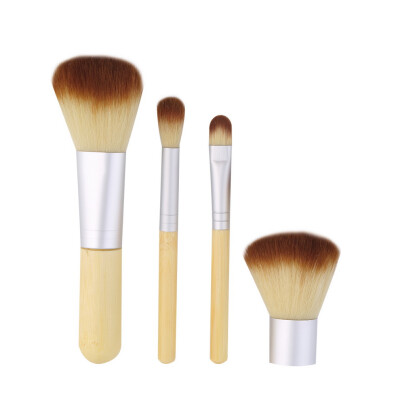 

4pcs Pro Makeup Cosmetic Blush Brush Foundation Powder Kabuki Brushes Kit Set Yellow & Silver