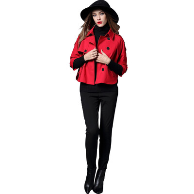 

2018 Spring Autumn Winter Big Size Short Trench Coat Outerwear Loose Bat Fifth Sleeve Overcoat Female Coat Designs High Quality
