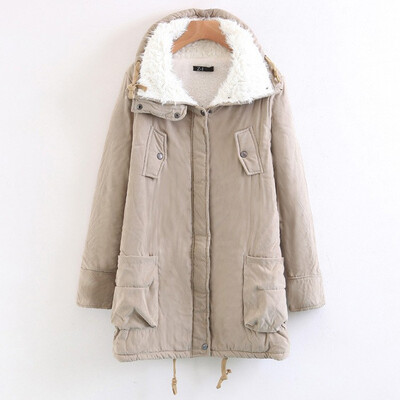 

2018 Winter Womens Long Cotton Padded Warm Lamb Cashmere Coat Female Outerwear Parka Ladies Warm Long Jacket