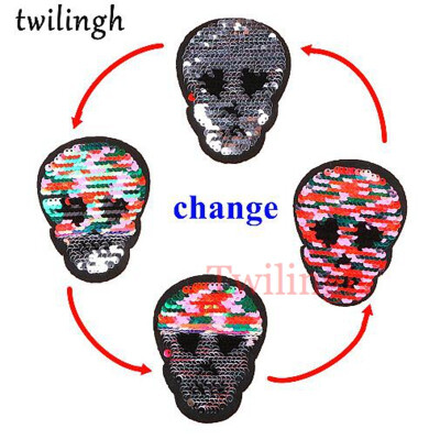 

twilingh 1pc Reversible Change Color Sequins Patches DIY Appliques