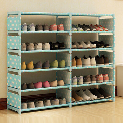 

Merlot shoes rack double row 12 grid multi-layer combination simple dustproof storage shoe cabinet reinforcement floor finishing rack 1208530cm