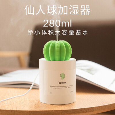 

KOOLIFE Cactus USB Humidifier Home Silent Office Bedroom Mini Mini Portable Desktop Decoration Air Humidifier - White