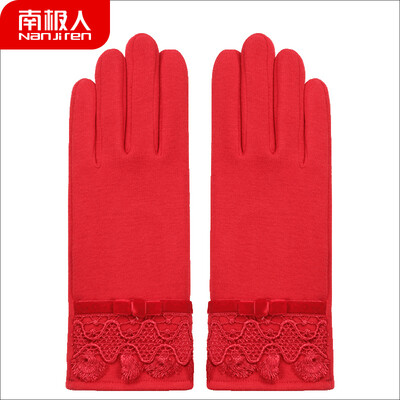 

Antarctic gloves female winter warm plus velvet fashion Korean students riding driving points thin section touch screen ladies gloves NW-260 red one size