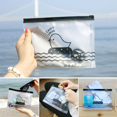 

1pcs Creative cute chick translucent frosted pull side pouch debris lovely minimalist large capacity pencil bags ziplock