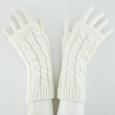 

women gloves Stylish hand warmer winter gloves women Arm Crochet Knitting faux Wool Mitten warm Fingerless Glovesgants femme