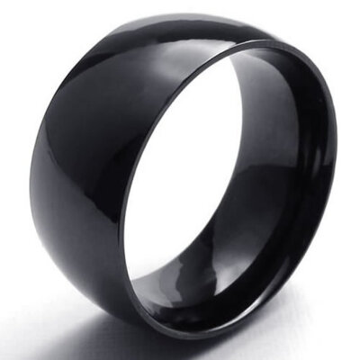 

Hpolw Mens Pure black enamel design high polished rings for men 316L Stainless Steel Ring, 10mm, Comfort Fit Band, Black