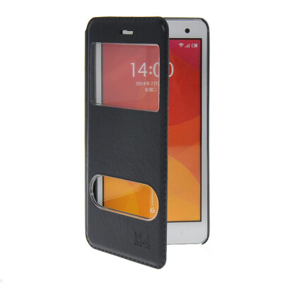 

MOONCASE View Window Leather Side Flip Pouch Stand Shell Back Case Cover for XiaoMi Rice MI 4 M4 Sapphire