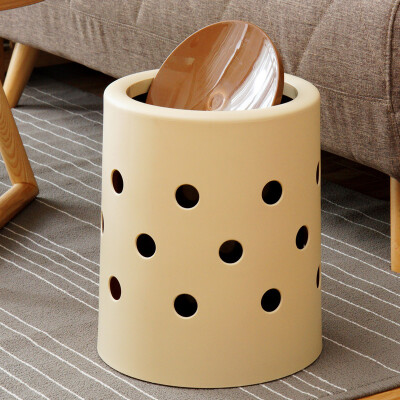 

Ou Runzhe trash can PP 10L shaking lid cleaning paper basket beige