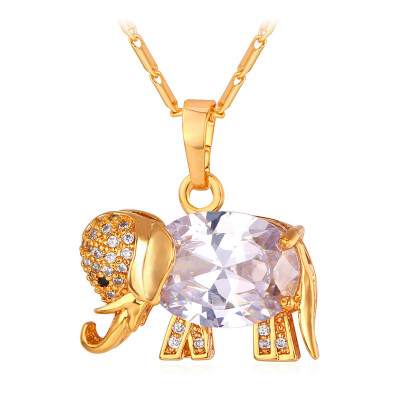 

Western Design Cute Elephant Necklace 2015 Trendy 18K Real Gold/Platinum Plated AAA Zirconia Pendant Necklace Lucky Jewelry