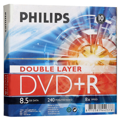 

Philips (PHILIPS) DVD + R DL 8-скоростные двусторонние диски 8.5GB 10 Packed