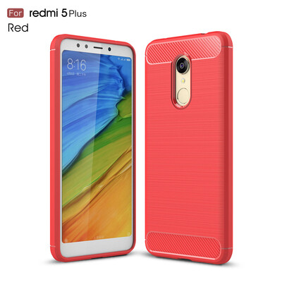 

Goowiiz Phone Case For Xiaomi Redmi 5 PlusNote 5 India Fashion Slim Carbon Fiber TPU Soft Silicone Prevent falling