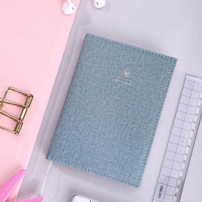 

Deli deli leather simple solid color hand book notebook notebook cute travel plan blue SZ603