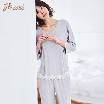 

Top melon melon pajamas womens solid color lace casual casual home service set t21088 gray 165