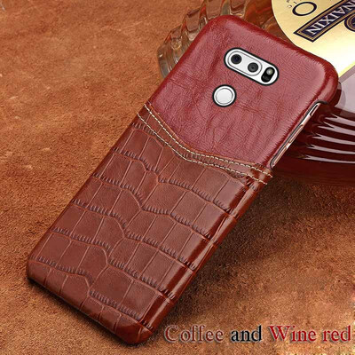 

Genuine Leather Phone Case For LG G6 Case Crocodile Texture & Oil wax leather Back Cover For G3 G4 G5 Case