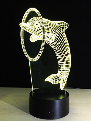 

AINA red blue&purple dolphin drilling circle night light