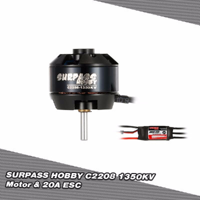 

SURPASS HOBBY 2208 1350KV 14 Poles Brushless Motor 20A ESC 2-4S for RC Airplane Fixed-wing Glider Warbirds