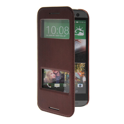 

MOONCASE View Window Leather Side Flip Pouch Stand Shell Back ЧЕХОЛ ДЛЯ HTC One 2 (M8) Red