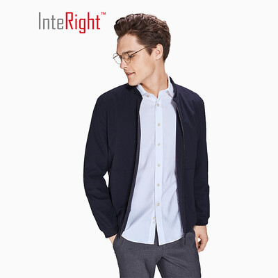 

INTERIGHT Mens Light Business Stand Collar Commuter Jacket Navy Blue Code